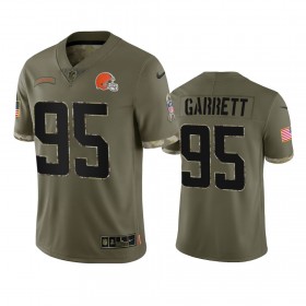 Miesten Cleveland Browns NFL Pelipaita Myles Garrett 95 Olive 2022 Salute To Service Limited